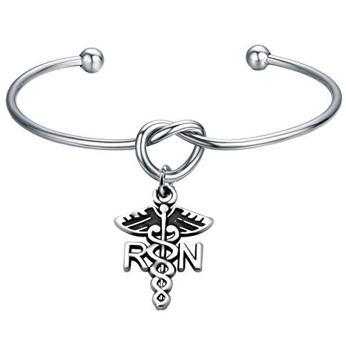 FEELMEM RN Bracelet Caduceus RN Charm Bracelet-Simple Love Knot with RN Registered Caduceus Charm Bangle Bracelet-Nurse Gift-Love Knot Bangle Stretch Bracelet Gift for Women-Nurse Jewelry-RN Charm- FEELMEM RN Bracelet Caduceus RN Charm Bracelet-Simple Love Knot with RN Registered Caduceus Charm Bangle Bracelet-Nurse Gift-Love Knot Bangle Stretch Bracelet Gift for Women-Nurse Jewelry-RN Charm-