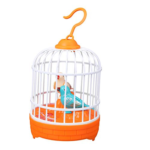 TOYANDONA Singing Chirping Bird Activated Bird in Cage Bird Sounds Movements Plaything Orange Bird Animal Singing Toys for Kids Children Toddler Educational Toys No Batteries