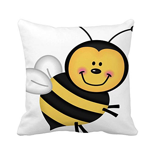 Awowee Throw Pillow Cover Yellow Cartoon Joyful Bee Honey Sketch Animal Clip Fauna 16x16 Inches Pillowcase Home Decorative Square Pillow Case Cushion Cover
