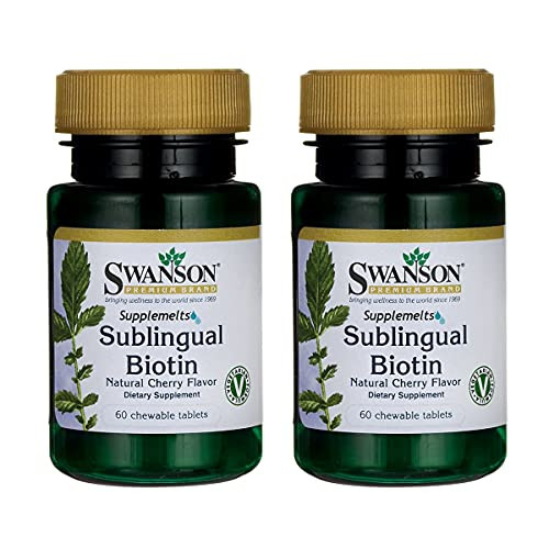 Swanson Sublingual Biotin Vitamin 5000 mcg 60 Chwbls -2 Pack-