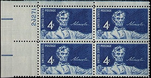No. 1116 Statue of Lincoln 1959 4c Postage Stamp Numbered Plate Block -4 stamps- No. 1116 Statue of Lincoln 1959 4c Postage Stamp Numbered Plate Block -4 stamps-