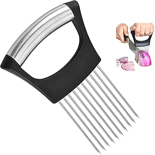 Onion Slicer Food Slice Assistant - Stainless Steel Onion Holder for Slicing - Onion Slicer for Vegetable Potato Tomato Cutter- Kitchen Gadgets Onion Peeler Slicing Tool Onion Slicer Food Slice Assistant - Stainless Steel Onion Holder for Slicing - Onion Slicer for Vegetable Potato Tomato Cutter- Kitchen Gadgets Onion Peeler Slicing Tool