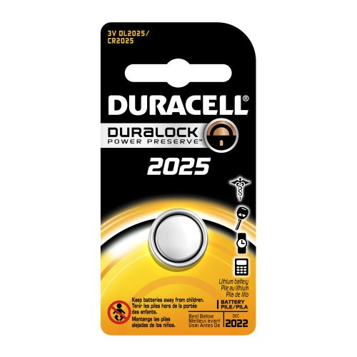 Duracell DL2025BPK Lithium Coin Battery- 2025 Size- 3V- 160 mAh Capacity -Case of 6-