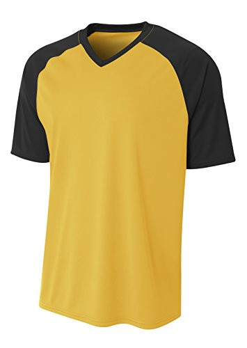 A4 Mens Strike Raglan Tee- Medium- Gold/Black