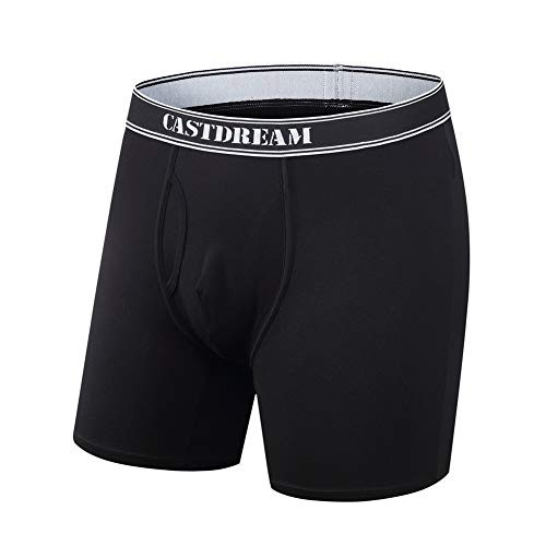 EGOOG Men's Underwear Long Leg Boxer Briefs No Ride Up Bamboo Boxer Briefs for Men Black Medium -32inch- 34inch-