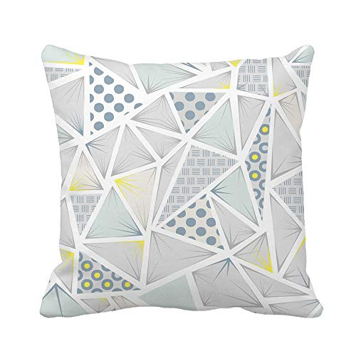 Awowee Throw Pillow Cover Structure of Triangles Different in Light Gray Yellow 18x18 Inches Pillowcase Home Decorative Square Pillow Case Cushion Cover