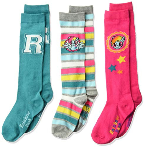 Hasbro girls My Little Pony 2 Pack Knee High Socks- 3 Pack Assorted Neon- Fits Sock Size 6-8.5 Fits Shoe Size 7.5-3.5 US