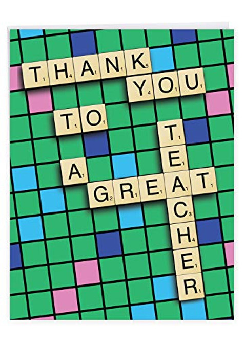 NobleWorks - Jumbo Teacher Thank You Graduation Card -8.5 x 11 Inch- - Group Gratitude Notecard for Coach- Mentor - Thank You To A Great Teacher