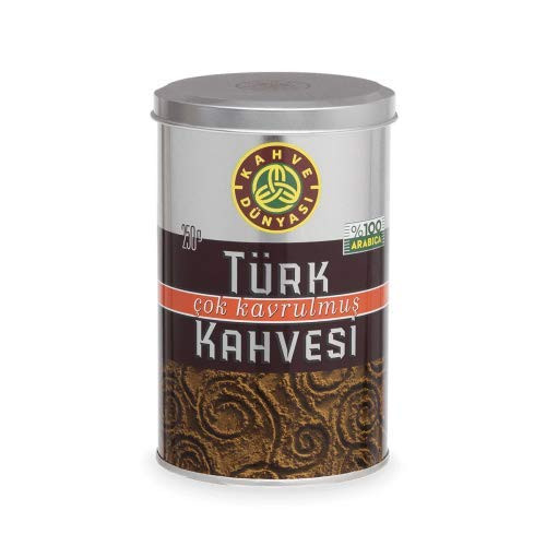 Kahve Dunyasi - Coffee's World- 8.8 Oz -250g- Premium Ground Turkish Coffee in Metal Box 100 percent Arabica Cofee Bean -Dark Roasted- Kahve Dunyasi - Coffee's World- 8.8 Oz -250g- Premium Ground Turkish Coffee in Metal Box 100 percent Arabica Cofee Bean -Dark Roasted-