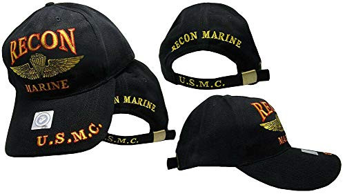 Trade Winds Marines Marine Corps EGA Recon USMC Black Red Gold Embroidered Cap Hat