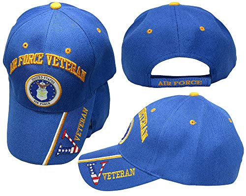 U.S. Air Force Veteran V Royal Blue Vet Emblem Embroidered Cap Hat 593B U.S. Air Force Veteran V Royal Blue Vet Emblem Embroidered Cap Hat 593B