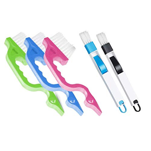 5 Pcs Hand-held Groove Gap Cleaning Tools Door Window Track Cleaning Brushes Air Conditioning Shutter Cleaning Brushes for Car Vent Keyboard Window Blinds Air Conditioning