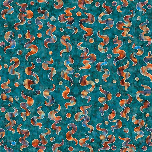 QT Fabrics Dan Morris Cafe All Day Swirl Teal Fabric by the Yard
