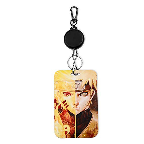 Naruto Akatsuki Lanyard Anime Lanyard with id Holder Retractable Reel Clip with Lobster Carabiner for Card Keychain Badge Holder-Uzumaki Naruto-