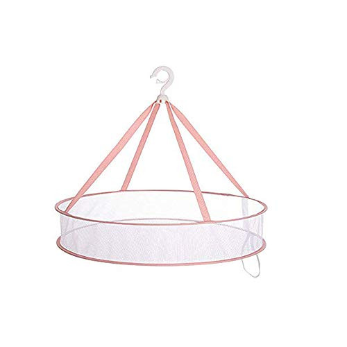 Corldif Mesh Clothes Hanging Dryer Foldable Sweater Drying Basket Racks Laundry Net Mesh Basket Dryer Net for Underwears Pink