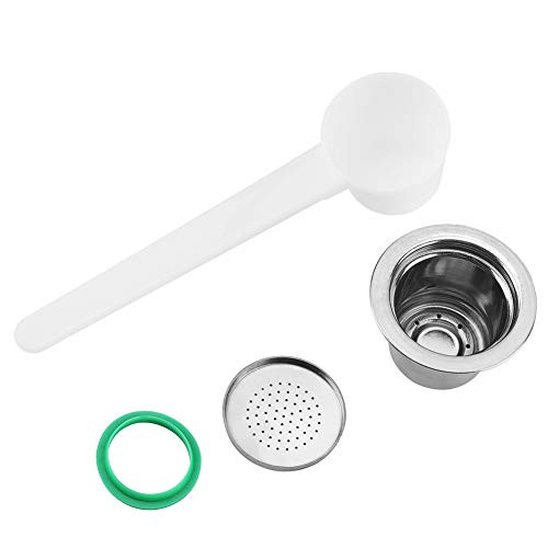 GLOGLOW Coffee Reusable Capsules- Stainless Steel Refillable Reusable Coffee Capsule Compatible with Spoon Coffee Capsule Filter Cup for nespresso Coffee Machine