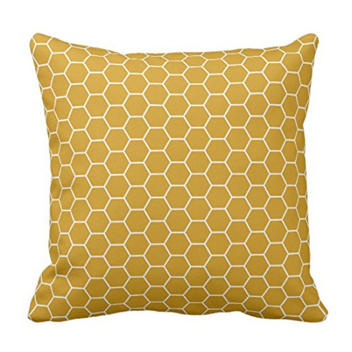 Emvency Throw Pillow Cover White Modern Goldenrod Yellow Geometric Honeycomb Hexagon Colorful Golden Decorative Pillow Case Home Decor Square 16 x 16 Inch Pillowcase