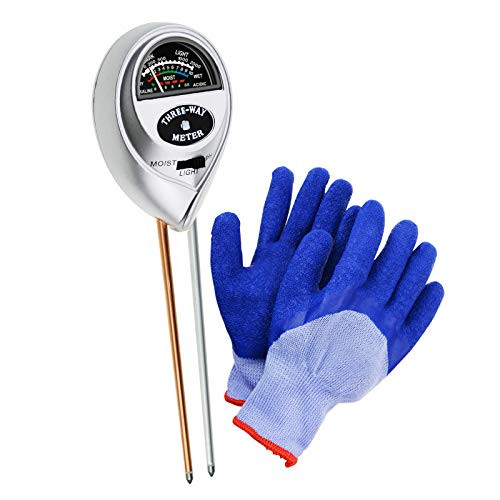 Soil Tester-Soil pH Meter 3-in-1 Soil Test Kit for Moisture- pH/Light Meter Plant Tester-Farm- Lawn- Indoor  and  Outdoor- Herbs  and  Gardening Tools- -No Battery Needed- with Free Gloves
