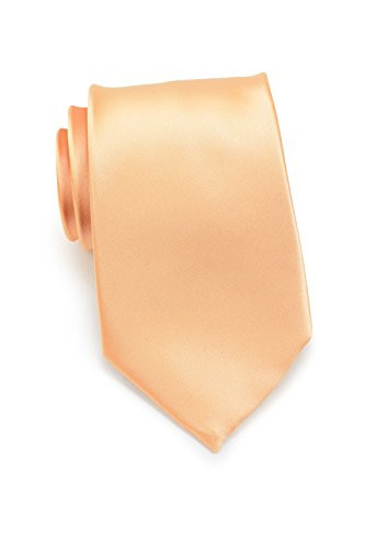 Bows-N-Ties Men's Necktie Solid Color Microfiber Satin Tie 3.25 Inches -Peach Apricot-