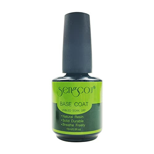 Sengcou Nail Polish Top Coat Base Gel Coat Set - 3Pcs 15ml Long Lasting Protective Shine Soak Off LED Gel No Wipe Base Coat and Glossy  and  Matte Top Coat