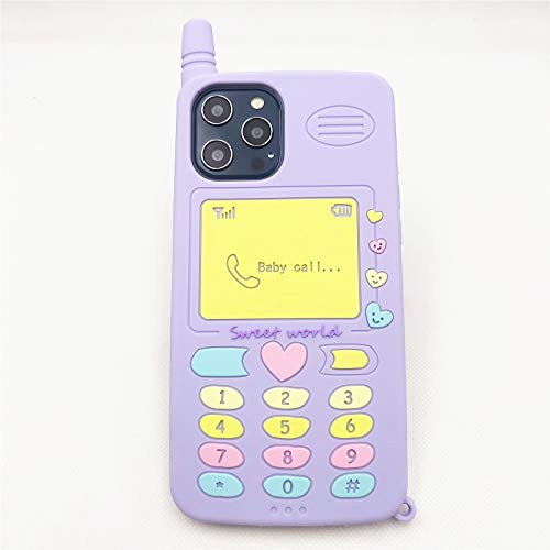 11 Pro Max Case for iPhone 11 Pro Max Case Cute Retro Cellular Love Heart Shaped Women Girls Soft Silicone Rubber Cover Phone Case Protector for iPhone 11 Pro Max -6.5inch -Purple- iPhone 11 Pro Max-
