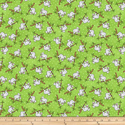 Studio E Fabrics Two By Two Sloth Green Fabric Fabric by the Yard