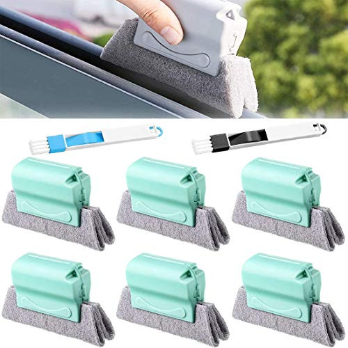 8 Pieces Creative Window Groove Cleaning Brush Gap Dust Cleaning Brush- 6 Magic Window Cleaning Brush  and  2 Dustpan Cleaning Brushes Set- Gap Groove Cleaning Brush Dust Cleaner Tool