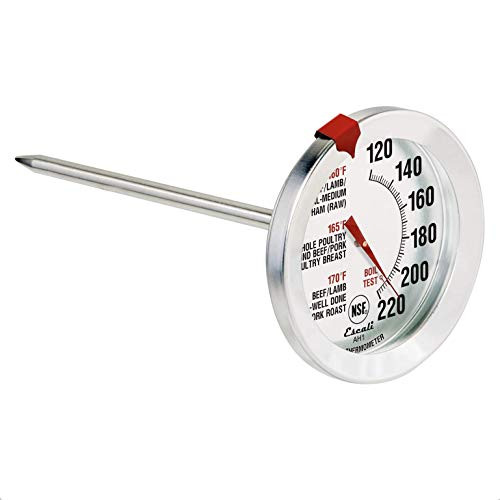 Escali AH1 NSF Certified ProAccurate Oven Safe Meat Thermometer- Extra Large Dial- Silver