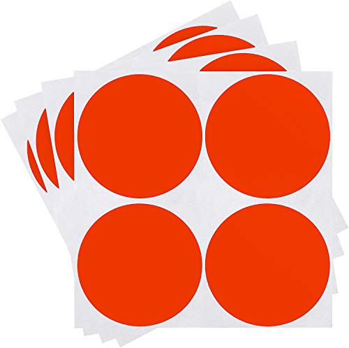 ChromaLabel 2 Inch Round Removable Color-Code Dot Stickers- Inventory Labels- 100/Pack- Fluorescent Red-Orange