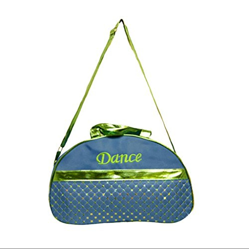 Lil Princess Dance Duffle Bag Blue  and  Metallic Green Moon Sequin  and  Shoulder Strap Duffle Bag Lil Princess Dance Duffle Bag Blue  and  Metallic Green Moon Sequin  and  Shoulder Strap Duffle Bag