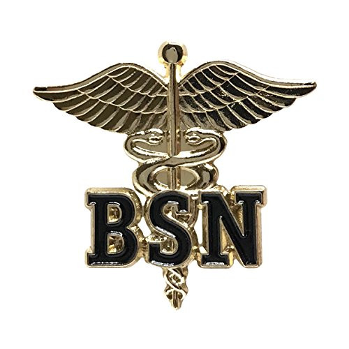 Bachelor of Science in Nursing Emblem Lapel Pin - Letters on Caduceus Brooch - BSN Medical Ceremonie Clip -BSN-