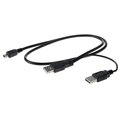 PwrON USB Y ChargerPlusData SYNC Cable Cord for EMC Iomega eGo X 500GB 1TB Portable Drive