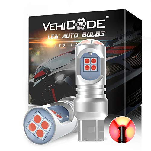 VehiCode 7440 LED Bulb Red 7443 7443R LED Brake Light Super Bright Kit 12V-24V T20 992 7444 W21/5W W21W Replacement with Projector Car Tail 7440A WY21W Turn Signal Blinker Lamp -2 Pack-