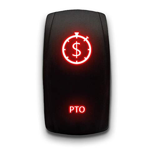 PTO - Red - STARK 5-PIN Laser Etched LED Rocker Switch Dual Light - 20A 12V ON/OFF