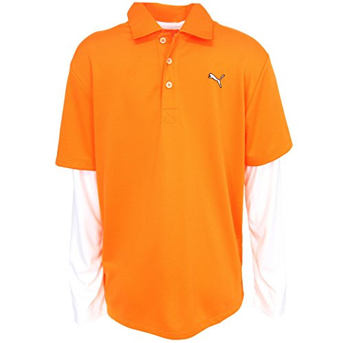 Puma Golf Boy's Long Sleeve Polo Tee- Vibrant Orange- Small