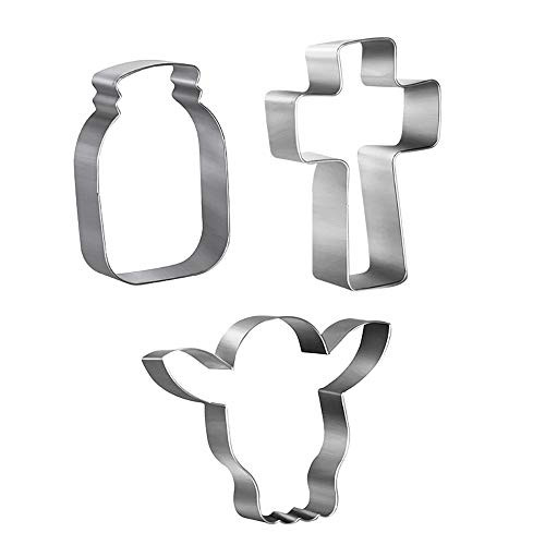 Cow Tag Cookie Cutter Large Steer Head Freshie Set Holy Cross Mason Jar Wild West Cowboy Metal Cookie Cutter for Cookie Mold