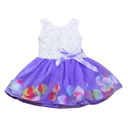 Toddler Baby Girls Bowknot Petals Princess Tutu Dresses Sleeveless Tulle Dress Flower Gown Outfits for Easter Purple Toddler Baby Girls Bowknot Petals Princess Tutu Dresses Sleeveless Tulle Dress Flower Gown Outfits for Easter Purple