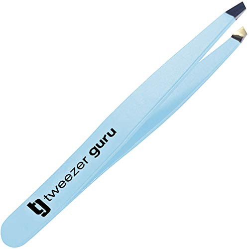 Tweezer Guru Precision Slant Eyebrow Tweezers for Women and Men - Professional Stainless Steel Tweezers for Eyebrows- Facial Hair and Ingrown Hair Removal -Sky Blue- Tweezer Guru Precision Slant Eyebrow Tweezers for Women and Men - Professional Stainless Steel Tweezers for Eyebrows- Facial Hair and Ingrown Hair Removal -Sky Blue-