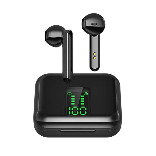 True Wireless Earbuds- BD and M Bluetooth 5.0 Earbuds in-Ear TWS Stereo Headphones with Smart LED Display Charging Case Waterproof Built-in Mic for Sports Work Compatible with iPhone and Android - Black True Wireless Earbuds- BD and M Bluetooth 5.0 Earbuds in-Ear TWS Stereo Headphones with Smart LED Display Charging Case Waterproof Built-in Mic for Sports Work Compatible with iPhone and Android - Black