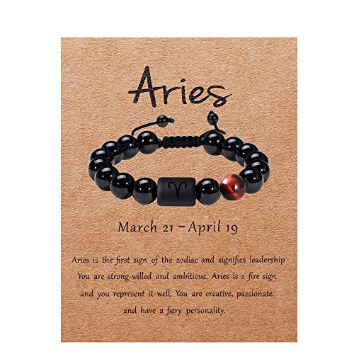 Zodiac Bracelet for Couple 8mm 10mm Natural Black Onyx Stone Star Sign Constellation Distance Friendship Prayer Blessing Bracelet Gifts Men Women Size adjustable -Men 10mm beads-Aries- Zodiac Bracelet for Couple 8mm 10mm Natural Black Onyx Stone Star Sign Constellation Distance Friendship Prayer Blessing Bracelet Gifts Men Women Size adjustable -Men 10mm beads-Aries-