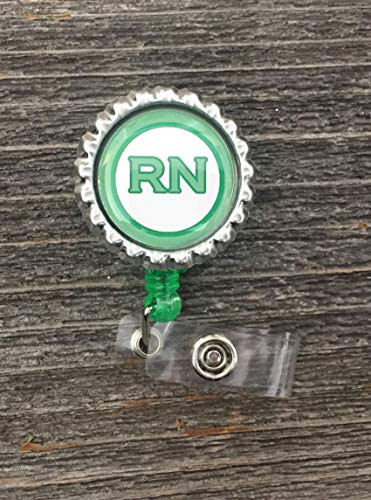 RN Retractable Nurse Medical Badge Reel - Green ID Clip