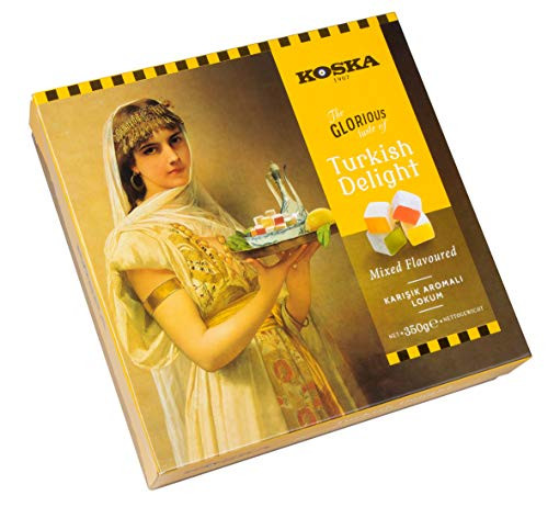 Turkish Delight Assortment by Koska | Rose- Lemon- Orange- Mint | 12 oz Giftable Medium Size Snacks | Sweet Vegan Halal Kosher Candy Dessert Lokum