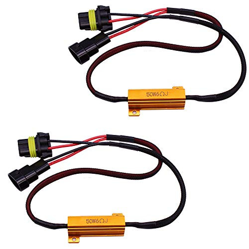 HUIQIAODS 50W 6 Ohm 9006 HB4 9012 LED Light Load Resistor Adapter Fix Hyper Flashing Blinking Canbus Error Warning Canceller for Fog Lights Daytime Running Anti- Flaker 2PCS