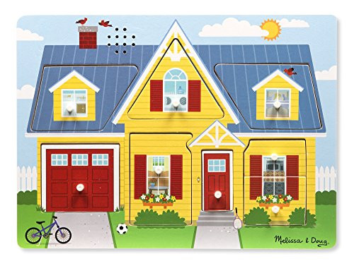 Melissa & Doug Around the House Sound Puzzle - Wooden Peg Puzzle (8 pcs)