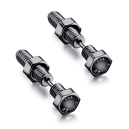Men's Womens Stainless Steel Screw Stud Earrings- Mens Women's Punk Hip-hop Rock Spike Rivet Nail Unisex Piercing Screw Ear Stud Jewelry for men women boys