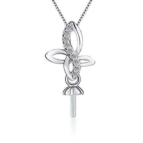 Cerylle 925 Sterling Silver Faith Hope Love Celtic Knot Pendants for Pearl- Pearl Pendant Accessories/Fitting/Mounts with Pearl Bead Bail Pin for Women Jewelry Making