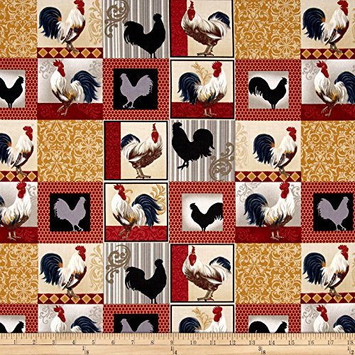 Fabri-Quilt Rooster Inn Patchwork Multi Fabric by The Yard
