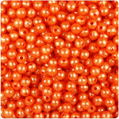BeadTin Orange Pearl 6mm Round Craft Beads -500pcs-