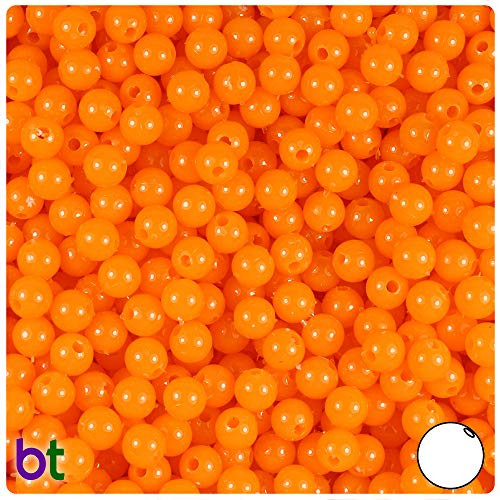 BeadTin Orange Opaque 6mm Round Craft Beads -500pcs-