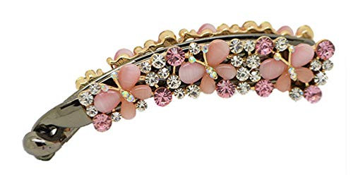 Ruihfas Casualfashion Crystal Rhinestone Hair Banana Clip Claw Barrette Hairpin for Women Hair Jewelry Accessories -Pink- Ruihfas Casualfashion Crystal Rhinestone Hair Banana Clip Claw Barrette Hairpin for Women Hair Jewelry Accessories -Pink-